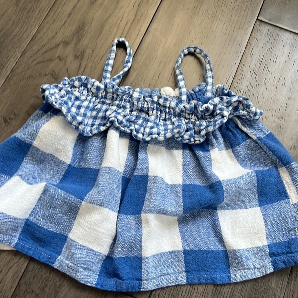 Old navy, spaghetti strap checkered Flowey ruffle top with matching bloomer